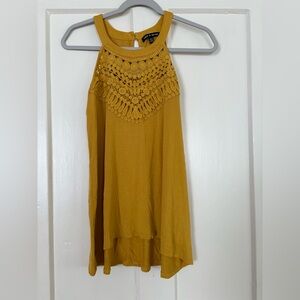 Cable & Gauge Mustard Yellow Crochet Tank Top